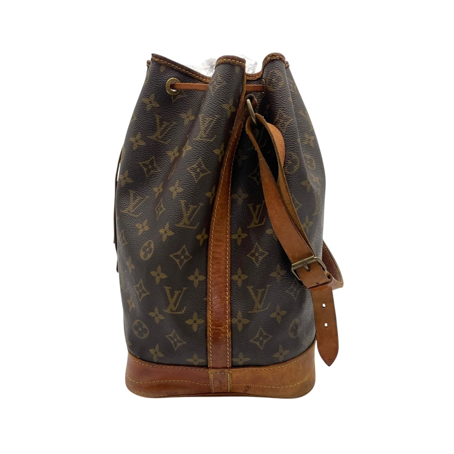 Louis Vuitton ルイヴィトン バッグ モノグラム ノエ 巾着型 ワンショルダーバッグ 巾着バッグ 本革 ヌメ革 ブラウン 茶系 金具ゴールド ヴィンテージ クラシック エレガント 普段使い レディース D5