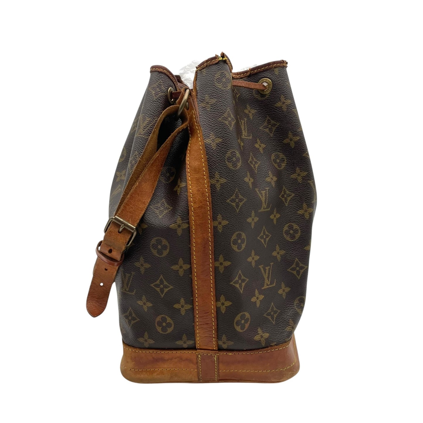 Louis Vuitton ルイヴィトン バッグ モノグラム ノエ 巾着型 ワンショルダーバッグ 巾着バッグ 本革 ヌメ革 ブラウン 茶系 金具ゴールド ヴィンテージ クラシック エレガント 普段使い レディース D5