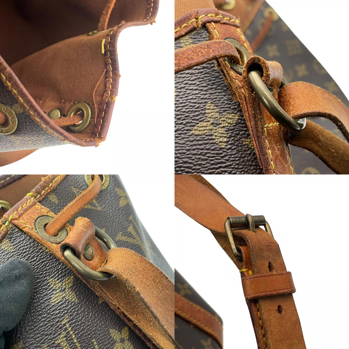 Louis Vuitton ルイヴィトン バッグ モノグラム ノエ 巾着型 ワンショルダーバッグ 巾着バッグ 本革 ヌメ革 ブラウン 茶系 金具ゴールド ヴィンテージ クラシック エレガント 普段使い レディース D5