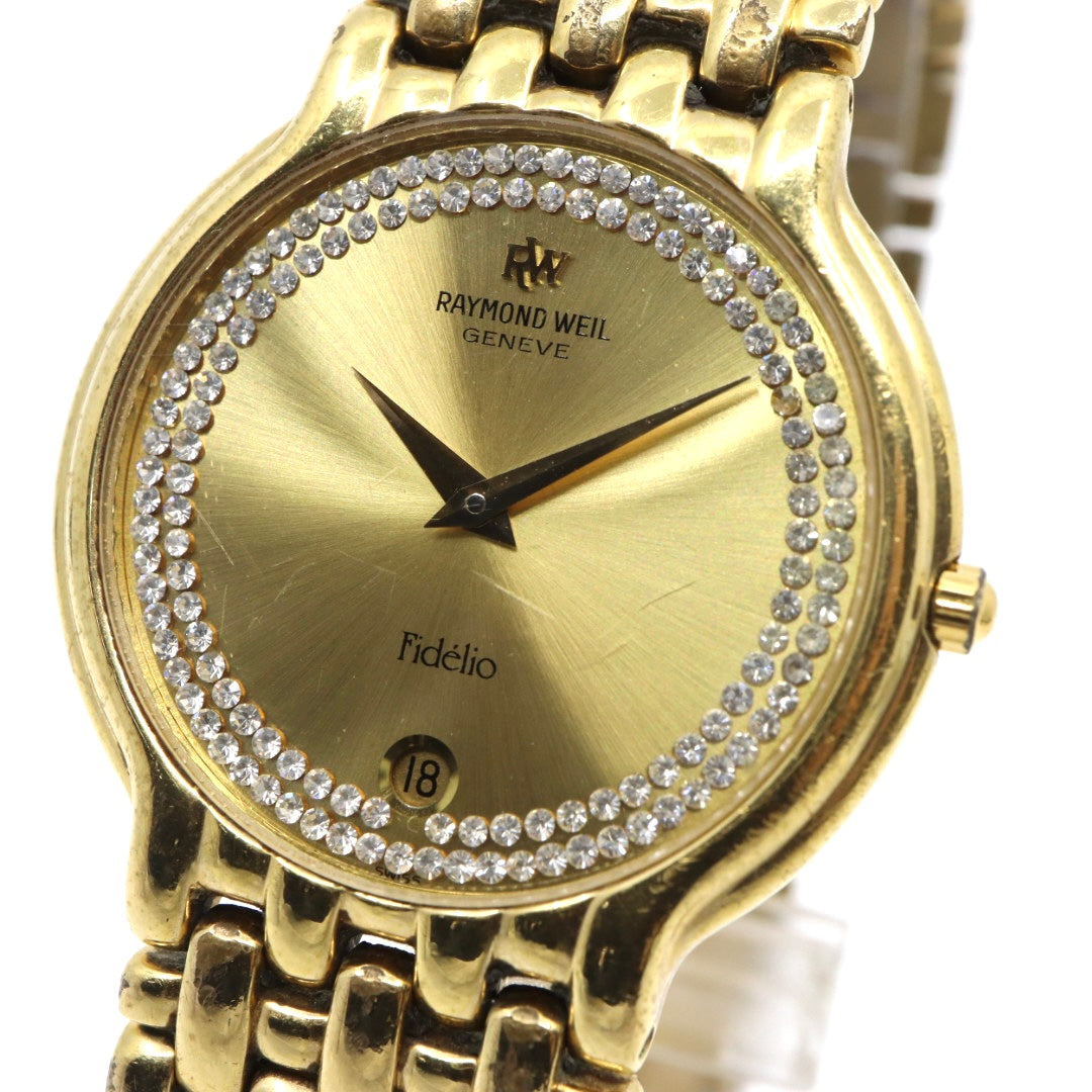 Raymond Weil レイモンド・ウェイル Fidélio フィデリオ 18KGP クオーツ 32mm シャンパンゴールド文字盤 クリスタルベゼル 約94石 ユニセックス g13