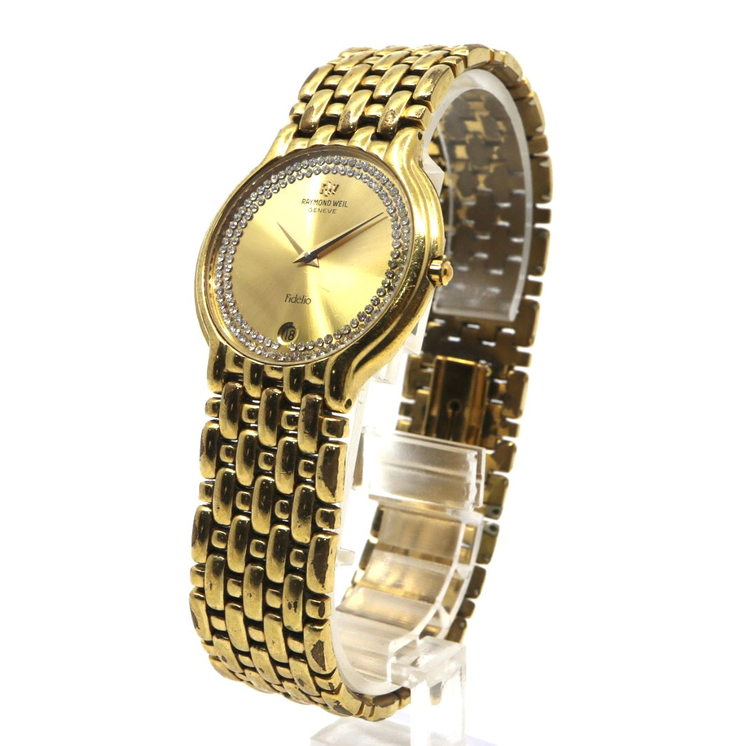 Raymond Weil レイモンド・ウェイル Fidélio フィデリオ 18KGP クオーツ 32mm シャンパンゴールド文字盤 クリスタルベゼル 約94石 ユニセックス g13