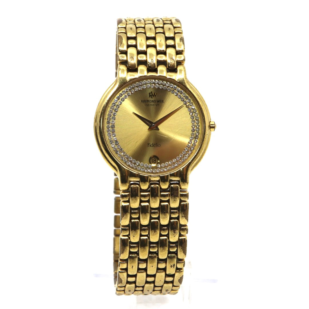 Raymond Weil レイモンド・ウェイル Fidélio フィデリオ 18KGP クオーツ 32mm シャンパンゴールド文字盤 クリスタルベゼル 約94石 ユニセックス g13