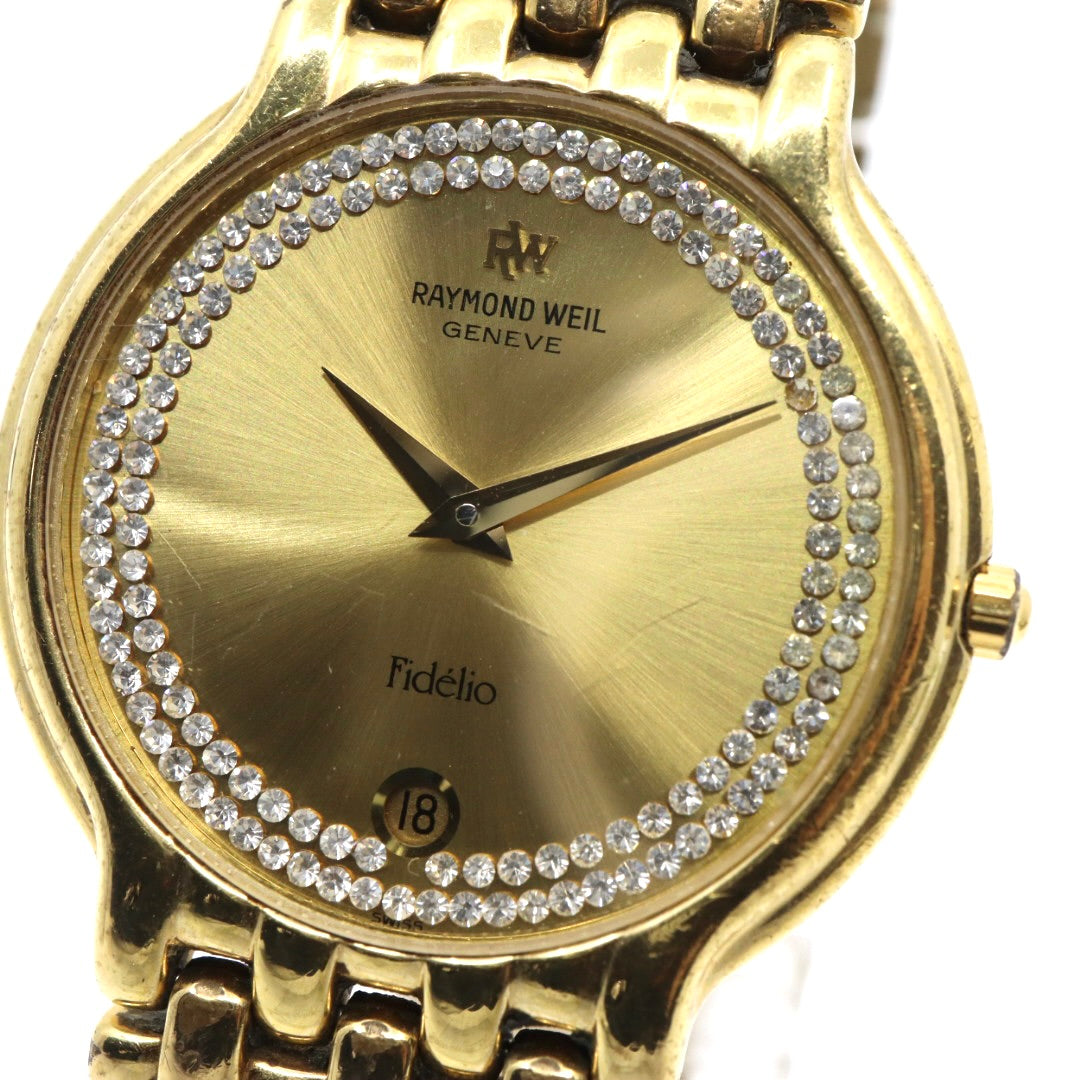 Raymond Weil レイモンド・ウェイル Fidélio フィデリオ 18KGP クオーツ 32mm シャンパンゴールド文字盤 クリスタルベゼル 約94石 ユニセックス g13