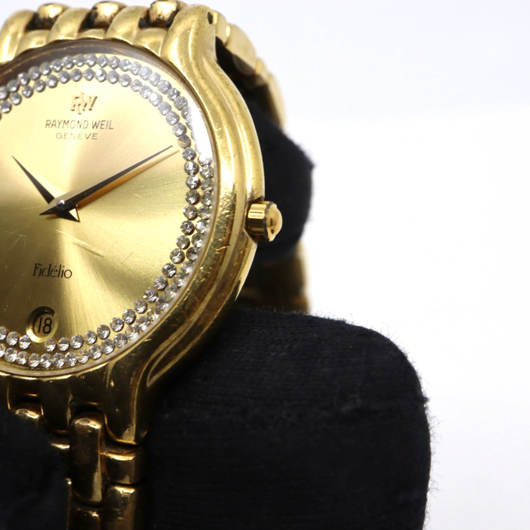 Raymond Weil レイモンド・ウェイル Fidélio フィデリオ 18KGP クオーツ 32mm シャンパンゴールド文字盤 クリスタルベゼル 約94石 ユニセックス g13