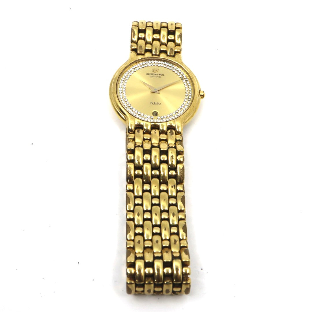 Raymond Weil レイモンド・ウェイル Fidélio フィデリオ 18KGP クオーツ 32mm シャンパンゴールド文字盤 クリスタルベゼル 約94石 ユニセックス g13