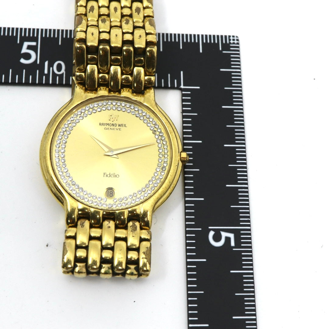 Raymond Weil レイモンド・ウェイル Fidélio フィデリオ 18KGP クオーツ 32mm シャンパンゴールド文字盤 クリスタルベゼル 約94石 ユニセックス g13