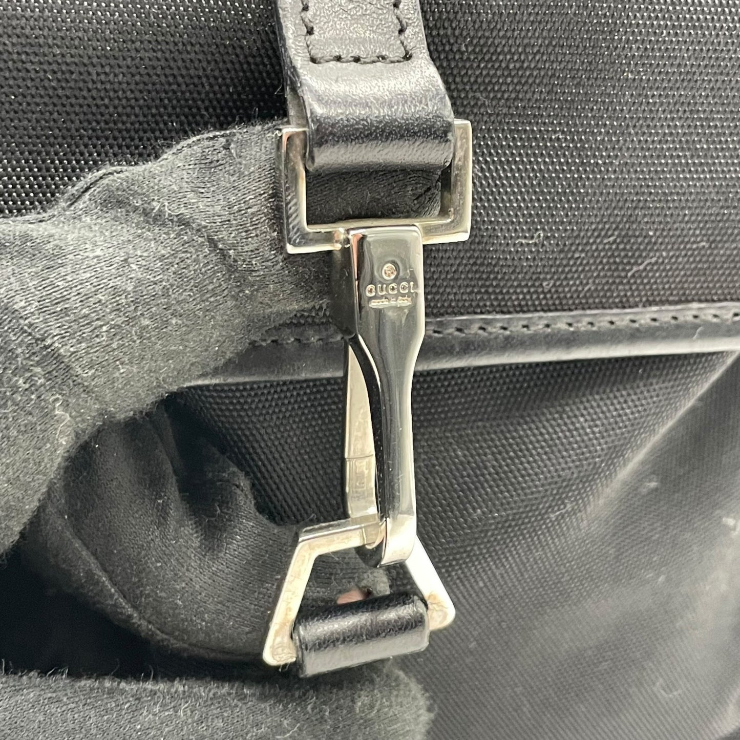 GUCCI グッチ ホースビット ナイロン レザー ショルダーバッグ 黒 ブラック シルバー金具 斜め掛け メンズ レディース K2