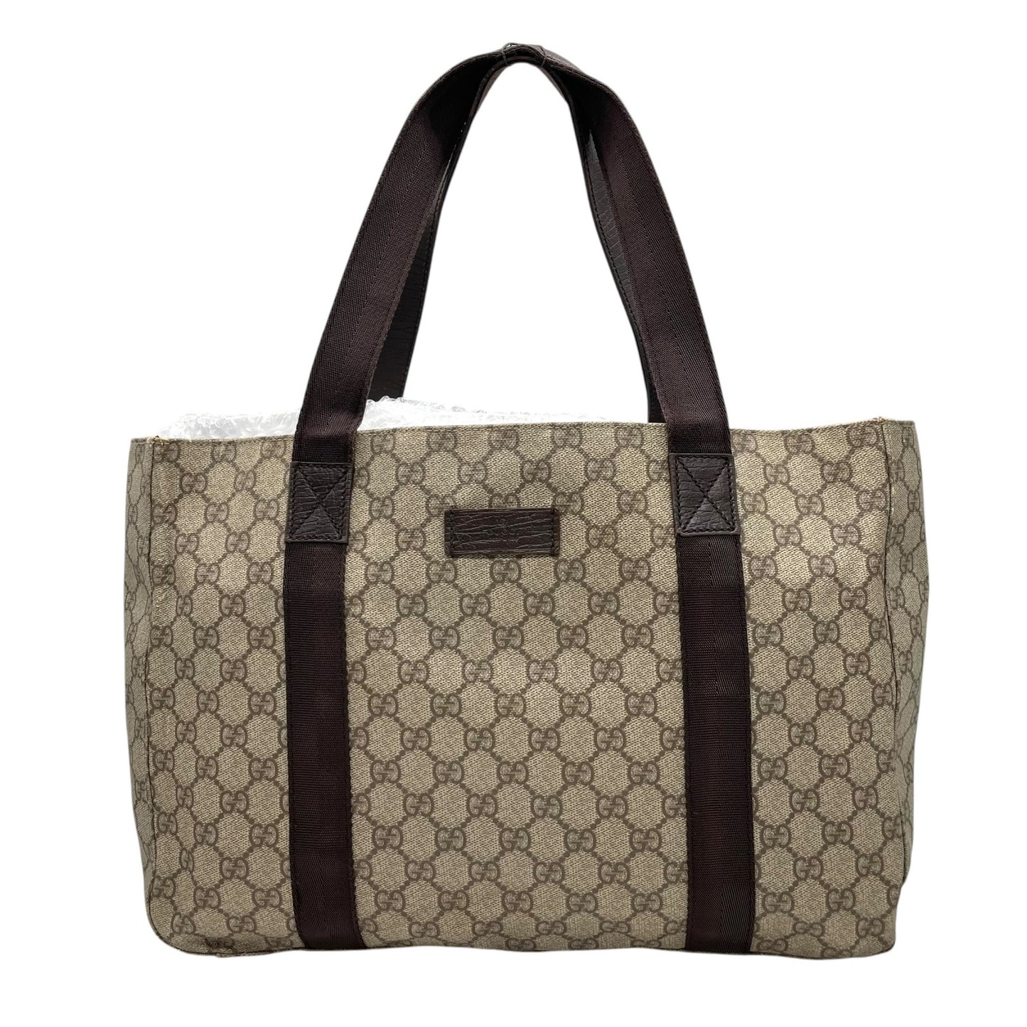 GUCCI グッチ GGスプリーム PVC レザー トートバッグ ベージュ ブラウン シルバー金具 GG柄 クラシック ショルダートート メンズ レディース S92
