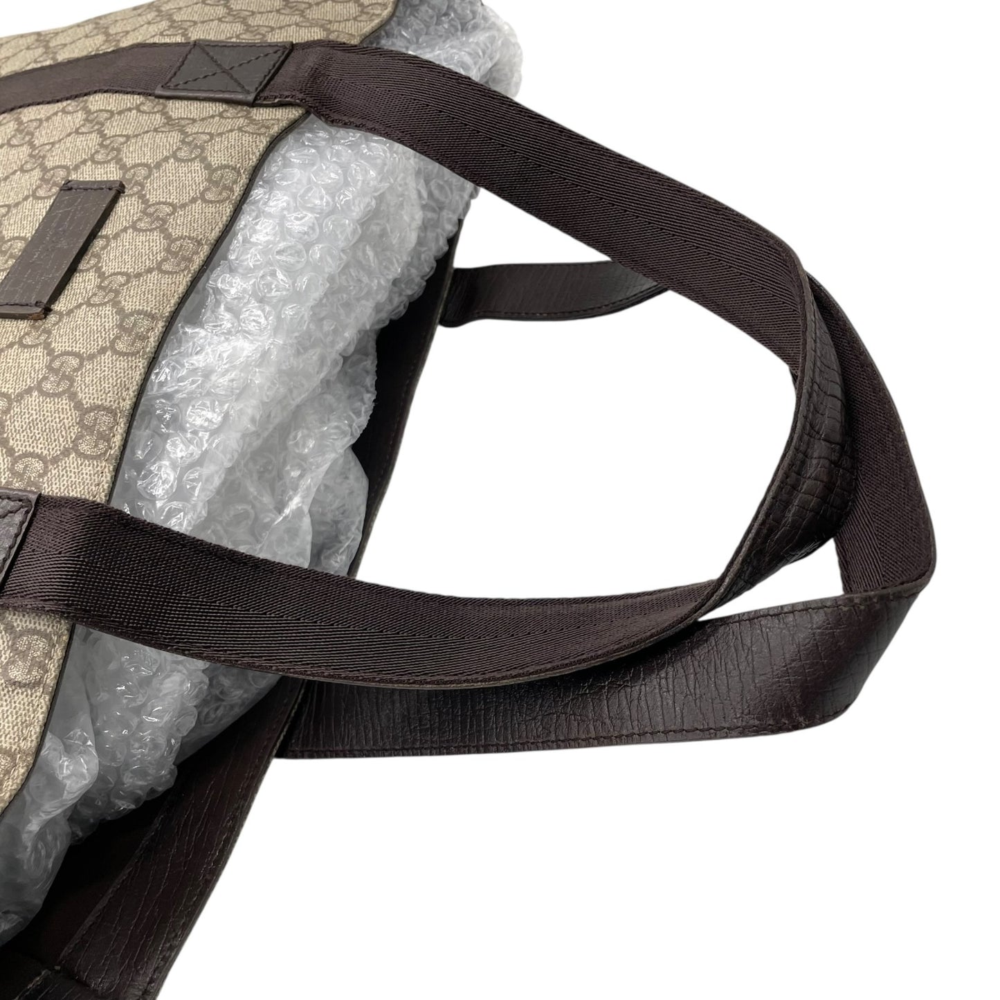GUCCI グッチ GGスプリーム PVC レザー トートバッグ ベージュ ブラウン シルバー金具 GG柄 クラシック ショルダートート メンズ レディース S92