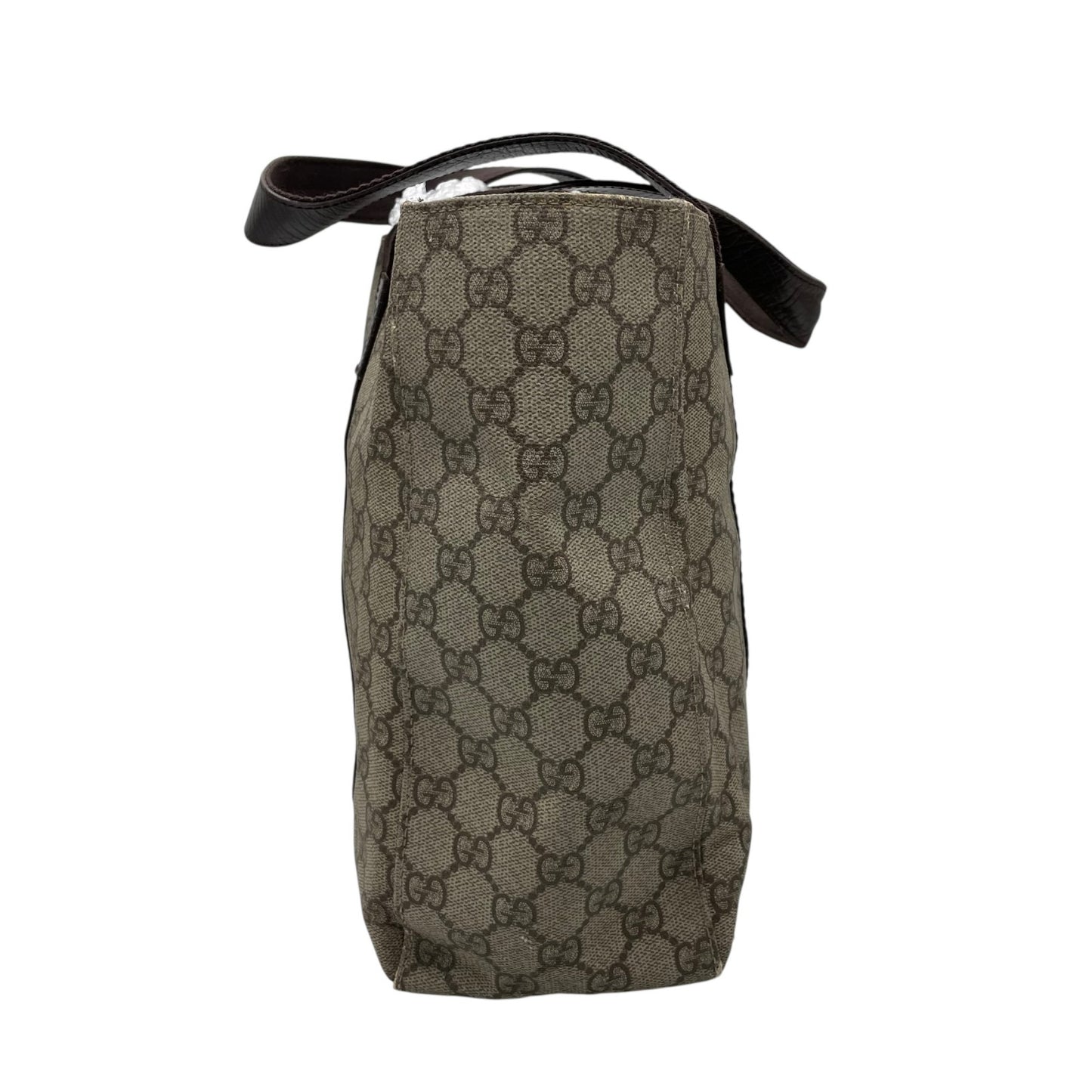 GUCCI グッチ GGスプリーム PVC レザー トートバッグ ベージュ ブラウン シルバー金具 GG柄 クラシック ショルダートート メンズ レディース S92
