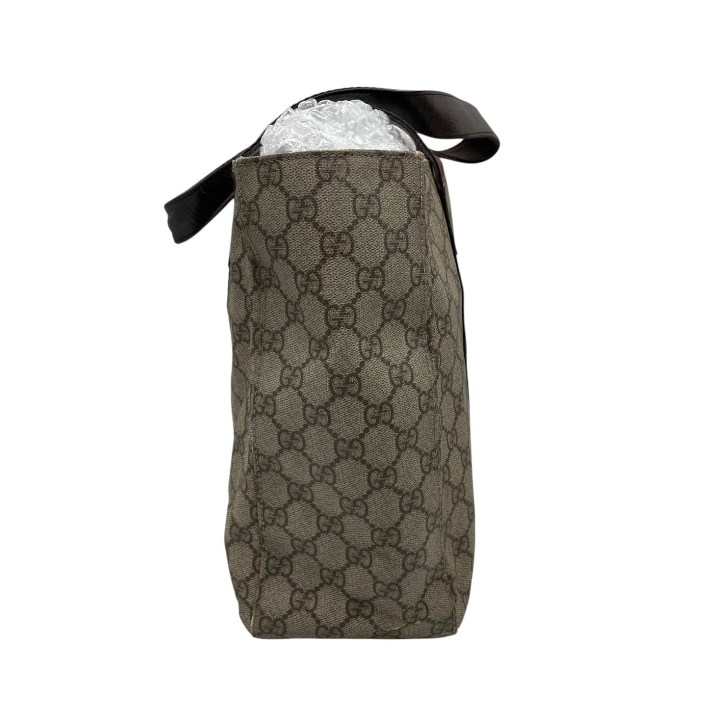 GUCCI グッチ GGスプリーム PVC レザー トートバッグ ベージュ ブラウン シルバー金具 GG柄 クラシック ショルダートート メンズ レディース S92