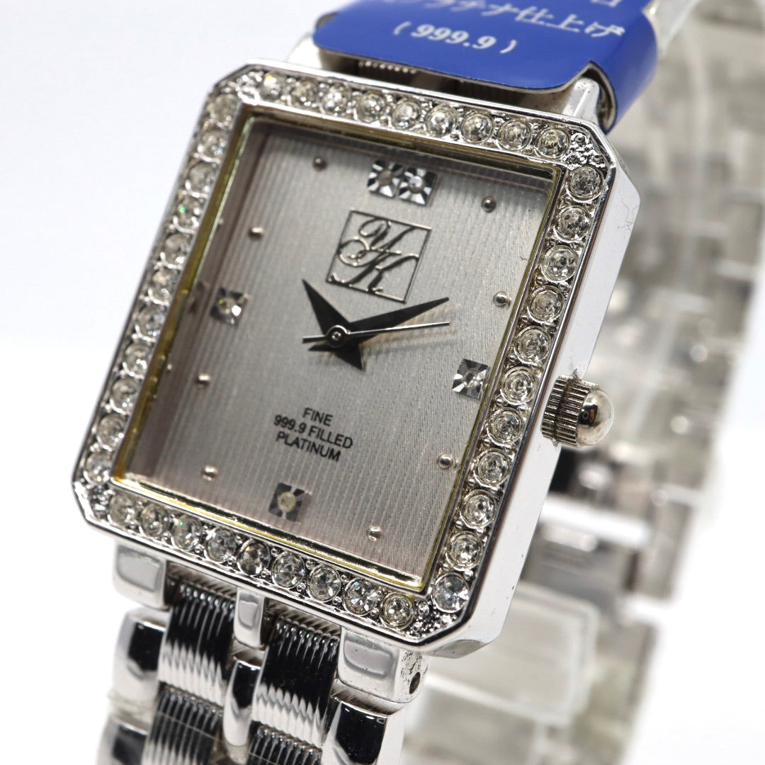 Yukiko Kimijima ユキコキミジマ YK-326P レディース 腕時計 クォーツ プラチナ999.9フィルド ステンレス スクエアケース シルバー文字盤 ジュエルインデックス g13