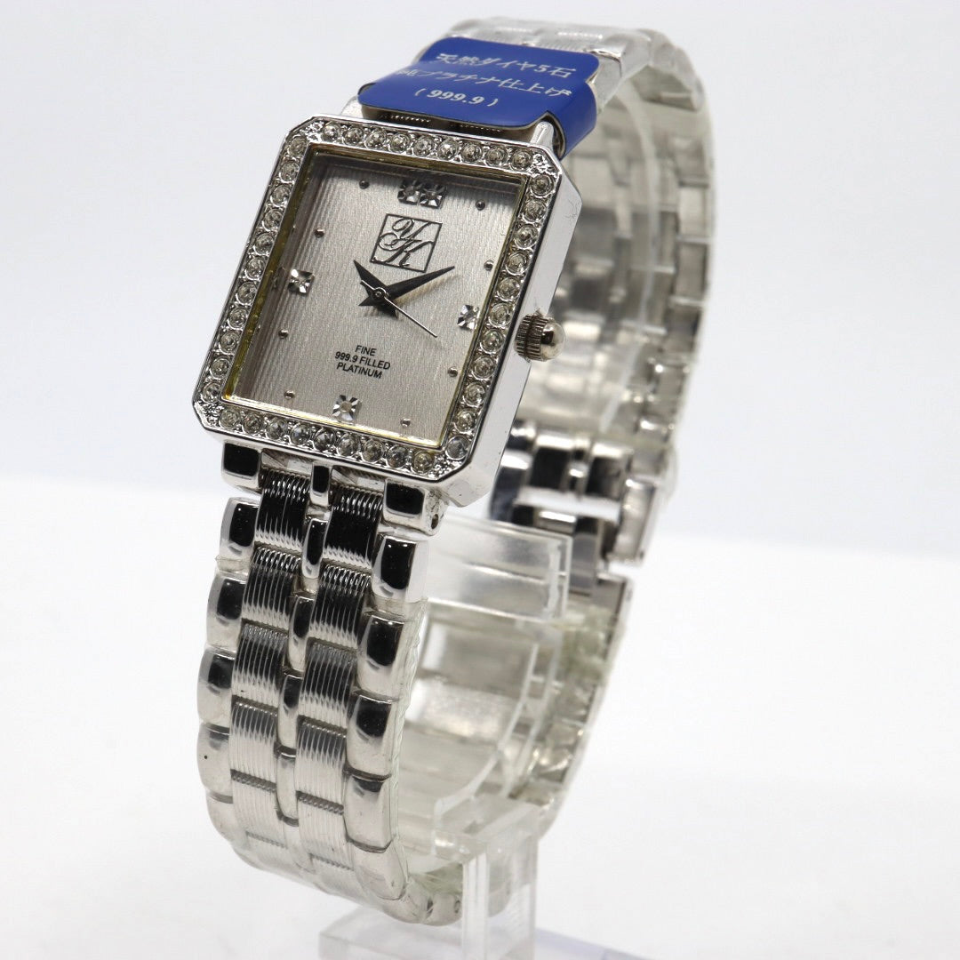 Yukiko Kimijima ユキコキミジマ YK-326P レディース 腕時計 クォーツ プラチナ999.9フィルド ステンレス スクエアケース シルバー文字盤 ジュエルインデックス g13