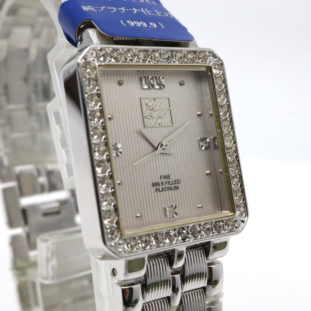 Yukiko Kimijima ユキコキミジマ YK-326P レディース 腕時計 クォーツ プラチナ999.9フィルド ステンレス スクエアケース シルバー文字盤 ジュエルインデックス g13