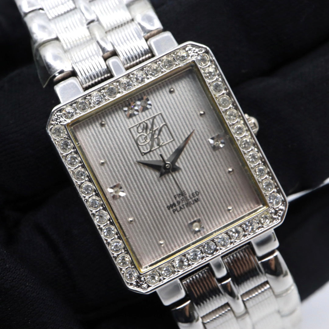 Yukiko Kimijima ユキコキミジマ YK-326P レディース 腕時計 クォーツ プラチナ999.9フィルド ステンレス スクエアケース シルバー文字盤 ジュエルインデックス g13