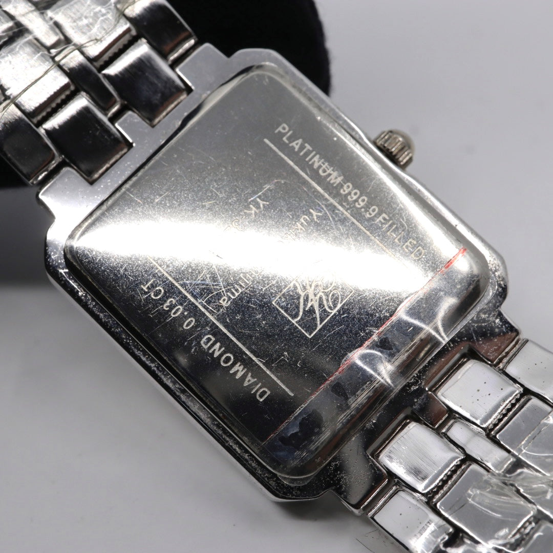 Yukiko Kimijima ユキコキミジマ YK-326P レディース 腕時計 クォーツ プラチナ999.9フィルド ステンレス スクエアケース シルバー文字盤 ジュエルインデックス g13