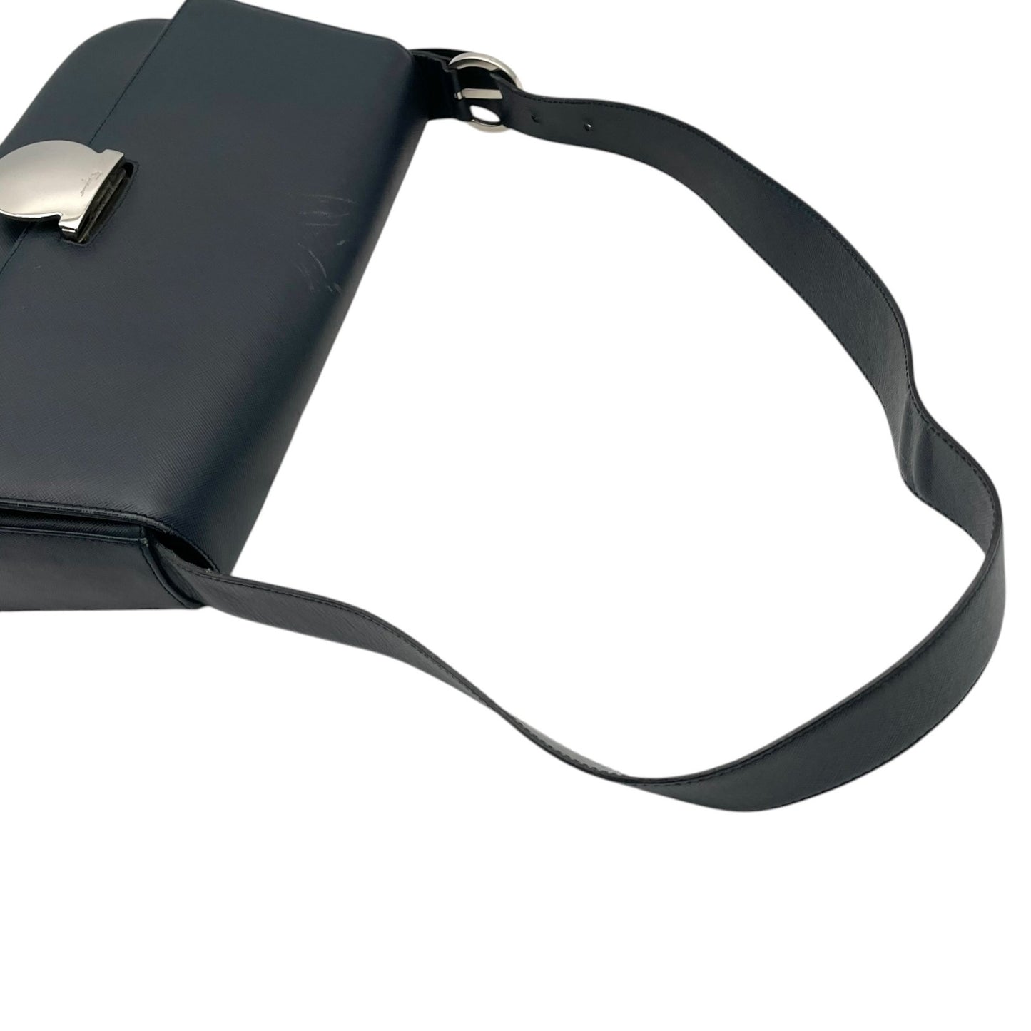 Salvatore Ferragamo フェラガモ ガンチーニ レザー 2WAY ショルダーバッグ ハンドバッグ ワンショルダー 肩掛け ネイビー シルバー金具 レディース C1