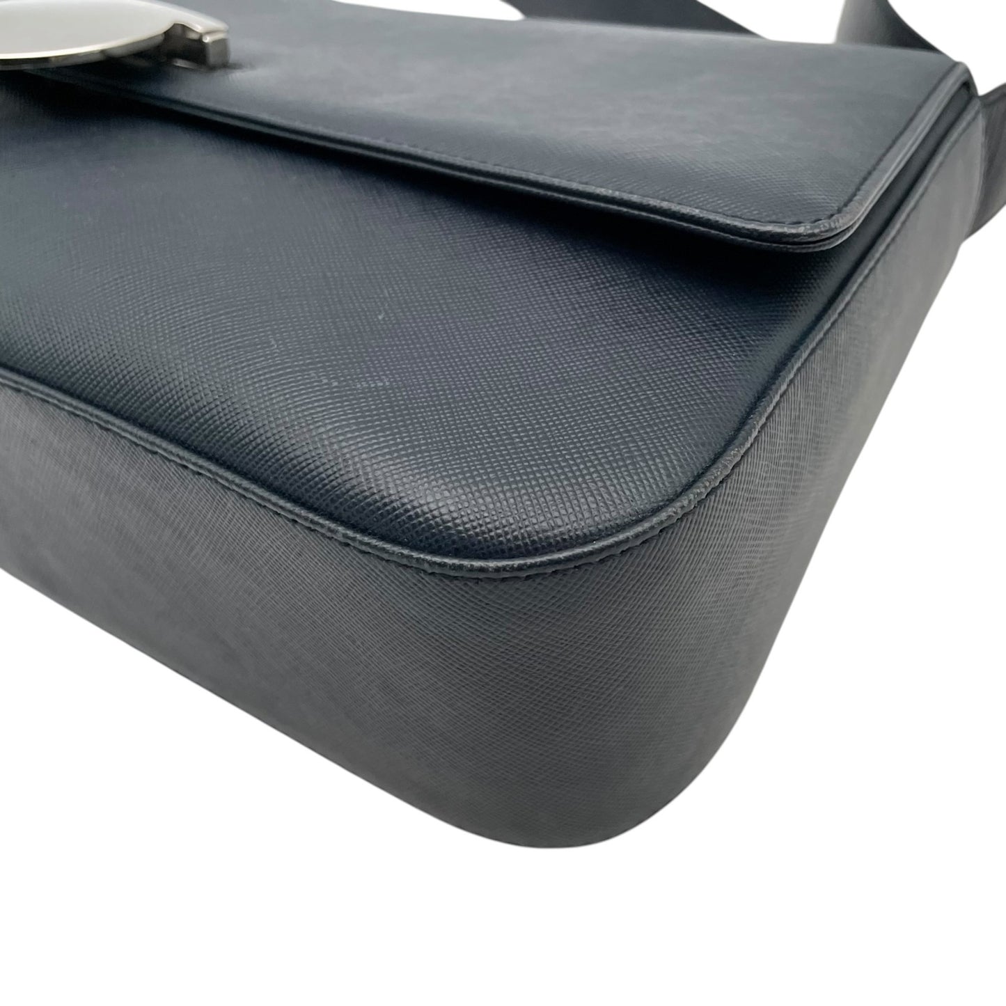 Salvatore Ferragamo フェラガモ ガンチーニ レザー 2WAY ショルダーバッグ ハンドバッグ ワンショルダー 肩掛け ネイビー シルバー金具 レディース C1