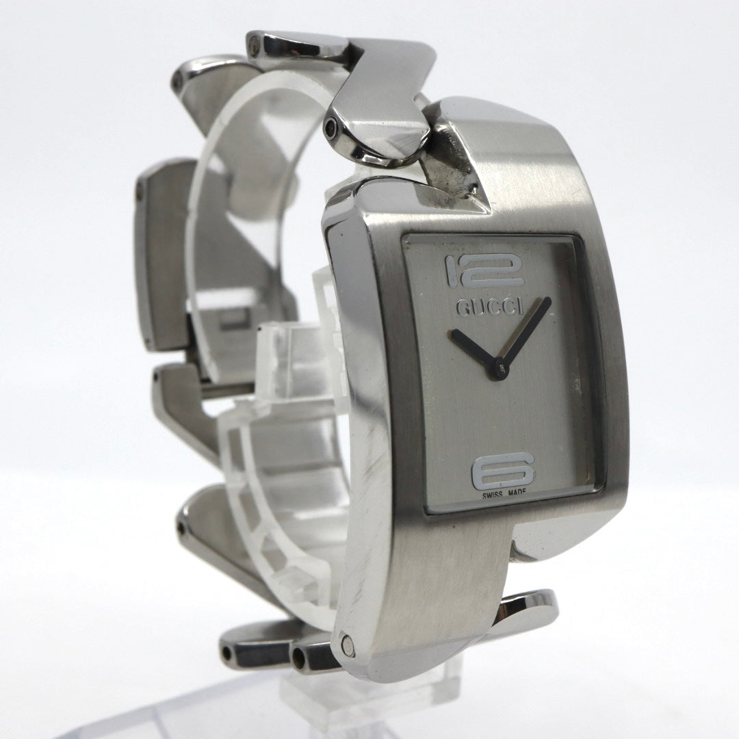グッチ GUCCI 2055G レディース腕時計 シルバー文字盤 ステンレススチール バングルウォッチ スイス製 クォーツ モダンデザイン ヴィンテージ　G10