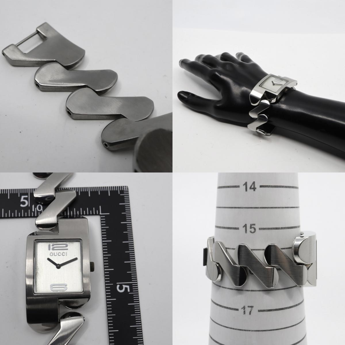 グッチ GUCCI 2055G レディース腕時計 シルバー文字盤 ステンレススチール バングルウォッチ スイス製 クォーツ モダンデザイン ヴィンテージ　G10