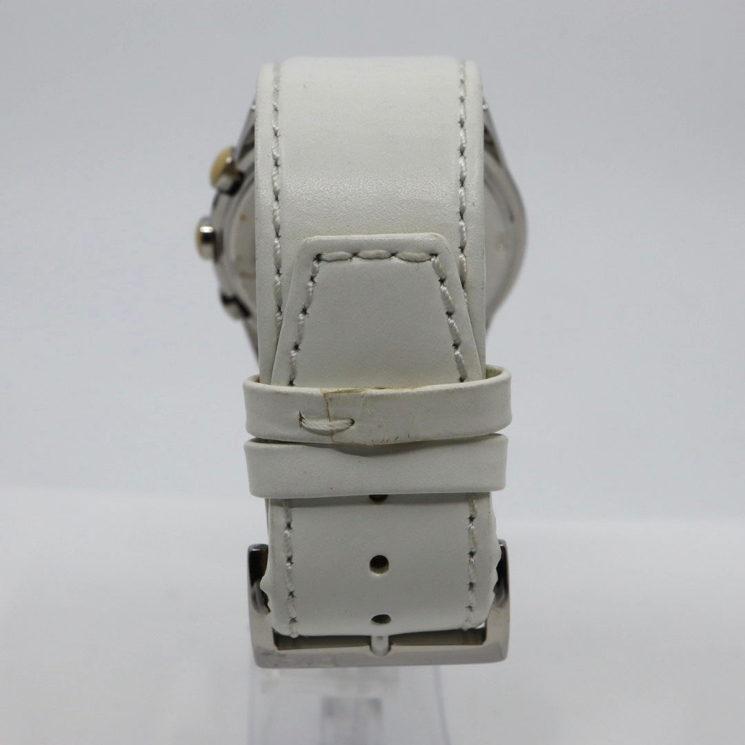 ドルチェ＆ガッバーナ DOLCE & GABBANA クロノグラフ 44mm メンズ腕時計 ステンレススチール シルバーダイヤル レザーベルト イタリアデザイン クォーツ　G10