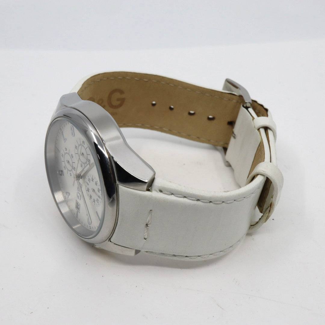 ドルチェ＆ガッバーナ DOLCE & GABBANA クロノグラフ 44mm メンズ腕時計 ステンレススチール シルバーダイヤル レザーベルト イタリアデザイン クォーツ　G10