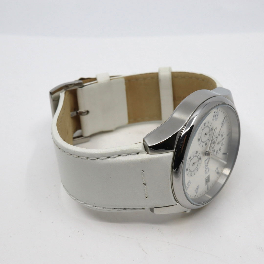 ドルチェ＆ガッバーナ DOLCE & GABBANA クロノグラフ 44mm メンズ腕時計 ステンレススチール シルバーダイヤル レザーベルト イタリアデザイン クォーツ　G10