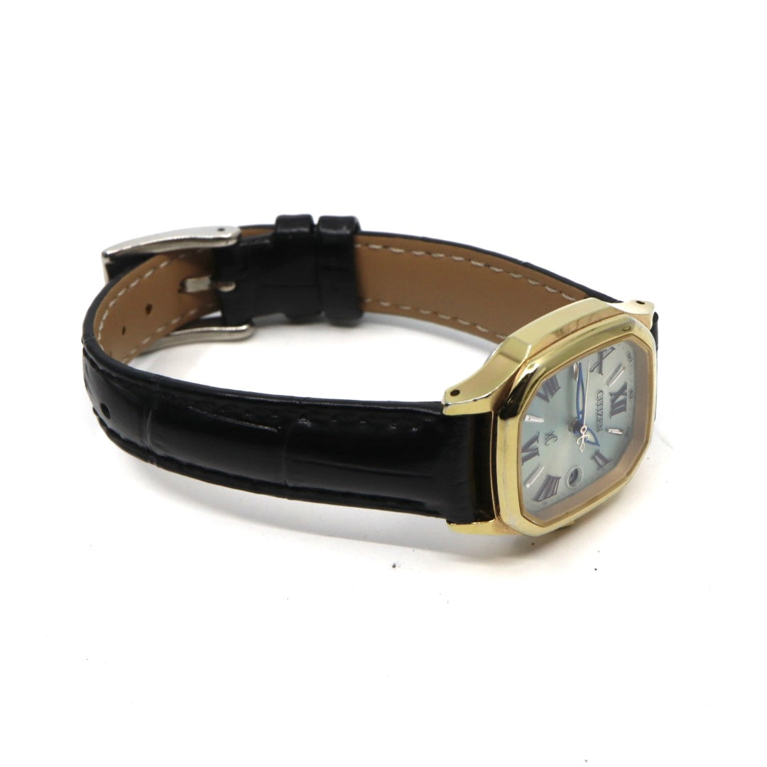 箱付 シチズン CITIZEN xC クロスシー エコドライブ 電波時計 H058-T017576 レディース 腕時計 ソーラー スクエア オクタゴン ゴールド グリーン文字盤 レザー 革ベルト アナログ クラシック G