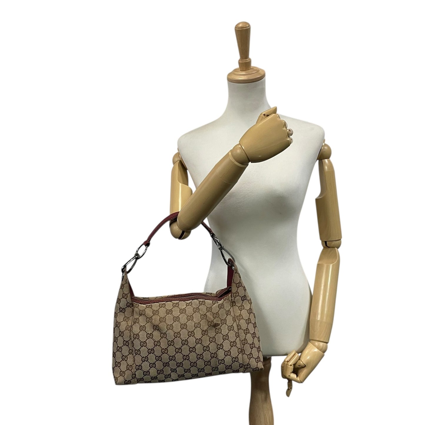 グッチ GUCCI GGキャンバス ハンドバッグ ワンショルダー レザー 本革 キャンバス 茶 ブラウン ボルドー シルバー金具 レディース ヴィンテージ クラシック エレガント 上品 お出かけ デイリー 通勤 通学 希少 オシャレ カバン B1