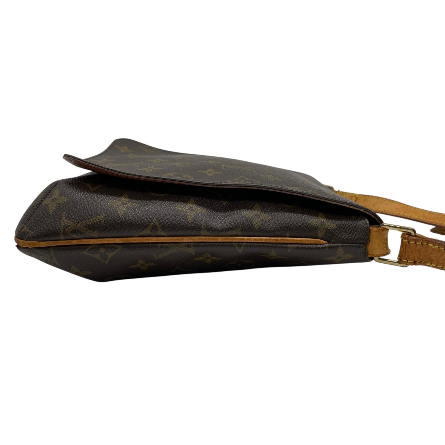 LOUIS VUITTON ルイヴィトン モノグラム ミュゼットサルサ ショート ショルダーバッグ PVC レザー ブラウン ゴールド金具 レディース エレガント クラシック ビンテージ 肩掛け 鞄 デイリーユース 定番 人気 本革 普段使い K4