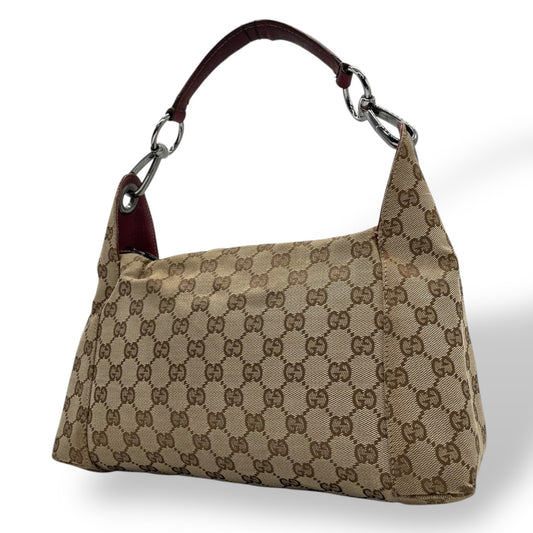 グッチ GUCCI GGキャンバス ハンドバッグ ワンショルダー レザー 本革 キャンバス 茶 ブラウン ボルドー シルバー金具 レディース ヴィンテージ クラシック エレガント 上品 お出かけ デイリー 通勤 通学 希少 オシャレ カバン B1