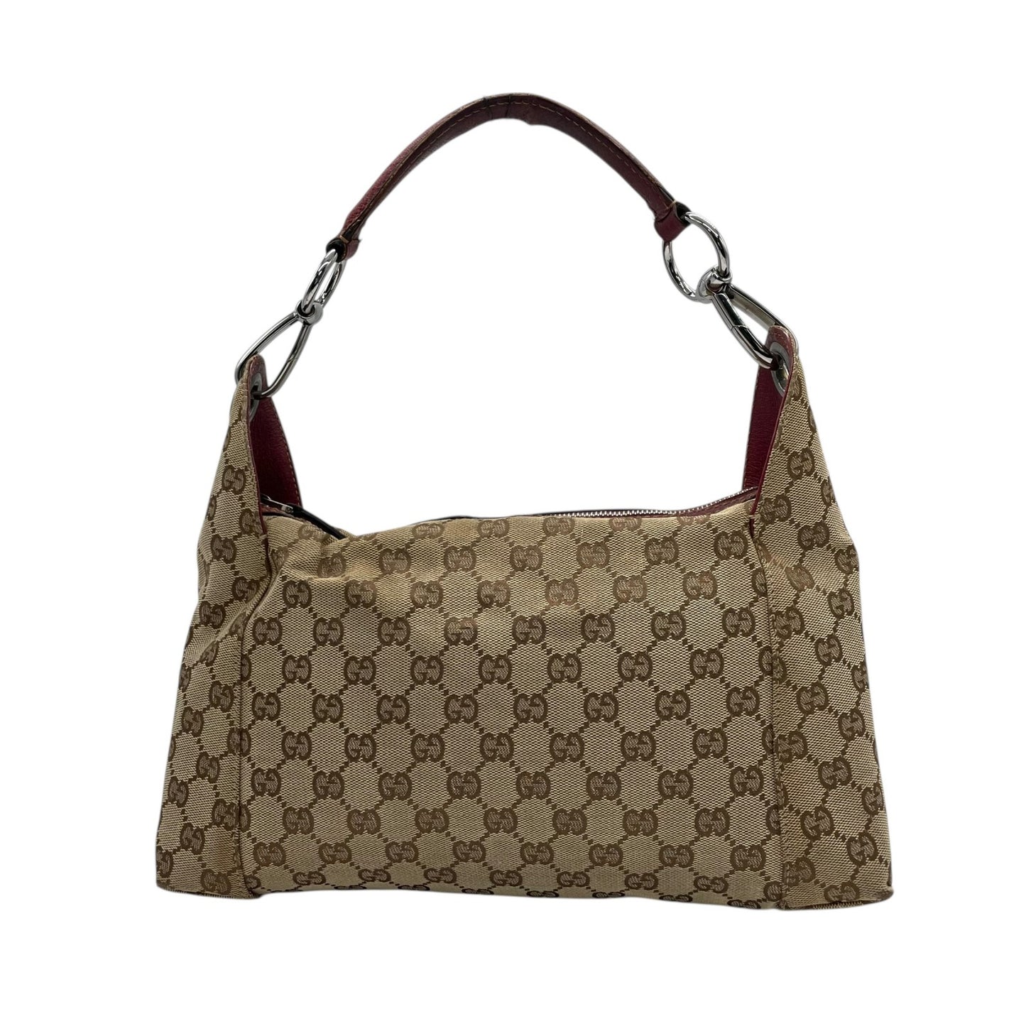 グッチ GUCCI GGキャンバス ハンドバッグ ワンショルダー レザー 本革 キャンバス 茶 ブラウン ボルドー シルバー金具 レディース ヴィンテージ クラシック エレガント 上品 お出かけ デイリー 通勤 通学 希少 オシャレ カバン B1