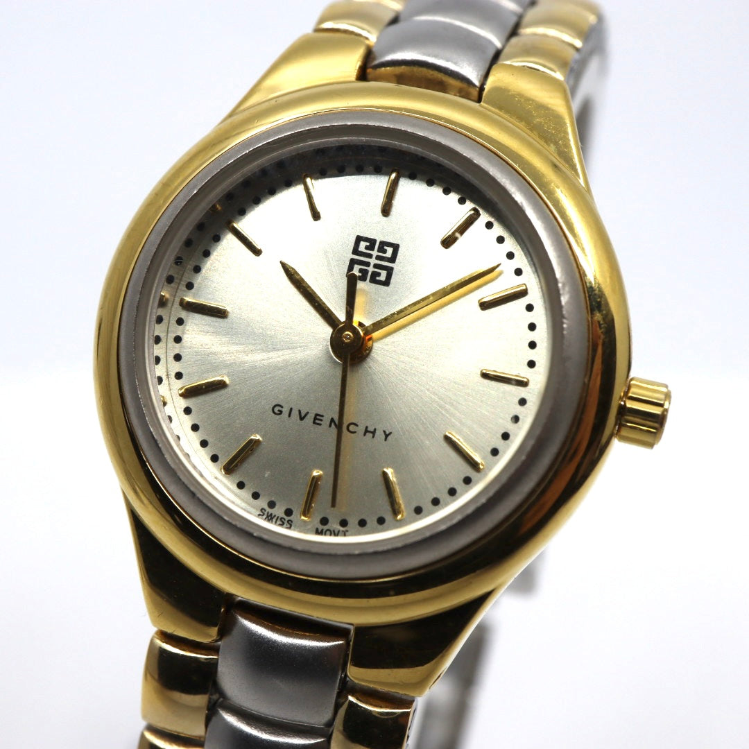 美品 ジバンシー GIVENCHY ライフ LIFE KM.07.XV レディース 腕時計 クォーツ アナログ コンビカラー ゴールド シルバー 4Gロゴ スイス製 ステンレス ラウンド ドレスウォッチ ビンテージ クラシック 上品 エレガント 稼働品 G8