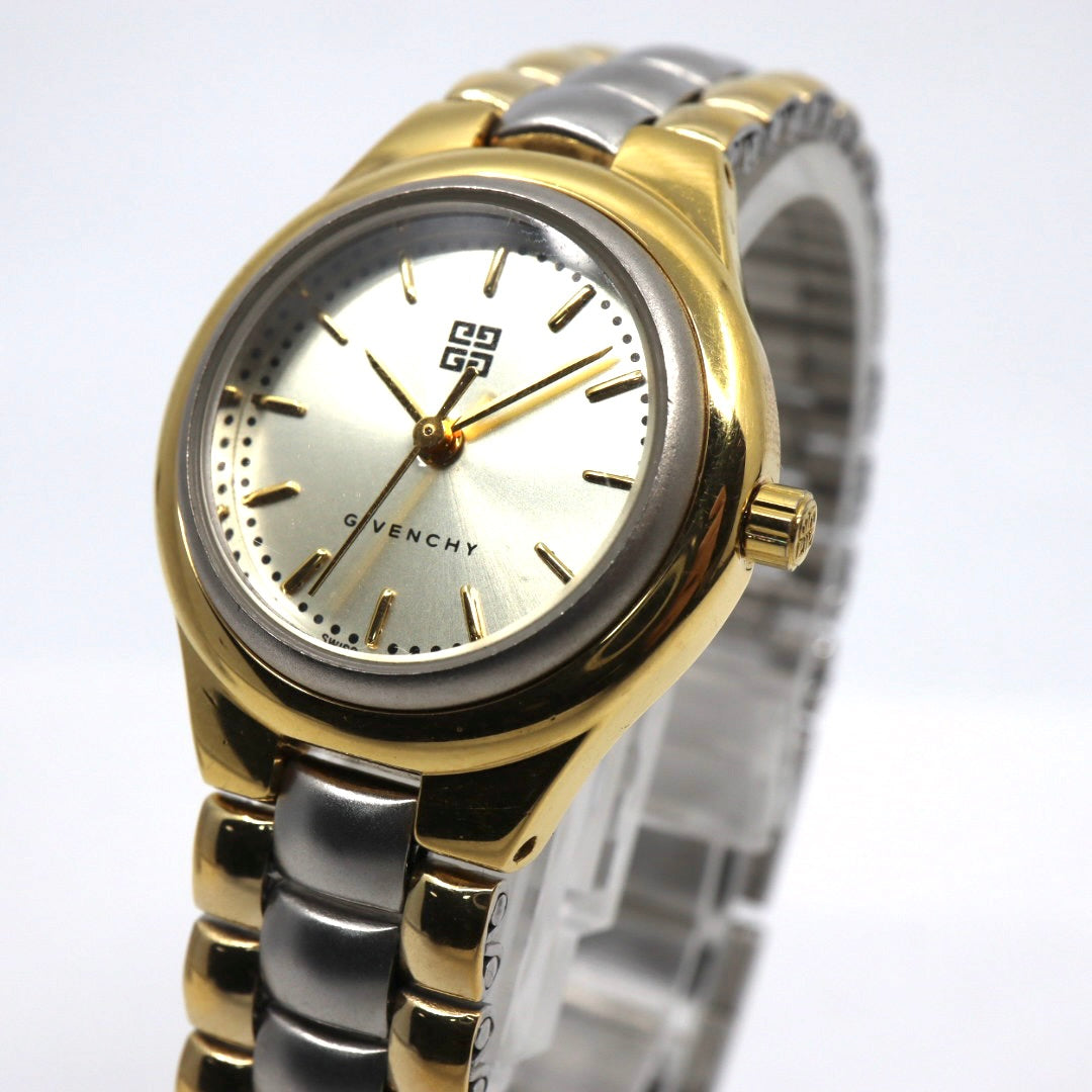 美品 ジバンシー GIVENCHY ライフ LIFE KM.07.XV レディース 腕時計 クォーツ アナログ コンビカラー ゴールド シルバー 4Gロゴ スイス製 ステンレス ラウンド ドレスウォッチ ビンテージ クラシック 上品 エレガント 稼働品 G8