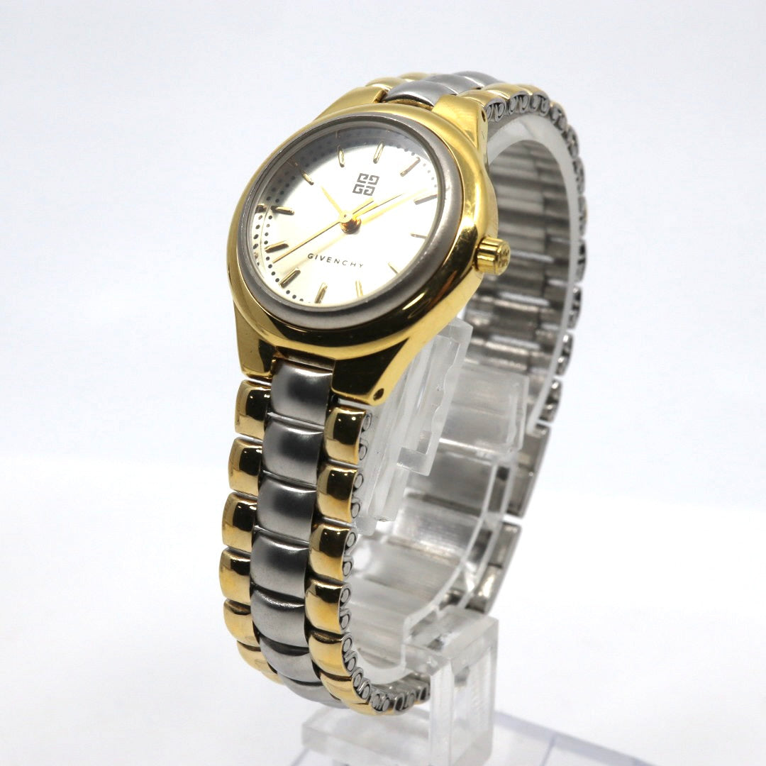 美品 ジバンシー GIVENCHY ライフ LIFE KM.07.XV レディース 腕時計 クォーツ アナログ コンビカラー ゴールド シルバー 4Gロゴ スイス製 ステンレス ラウンド ドレスウォッチ ビンテージ クラシック 上品 エレガント 稼働品 G8
