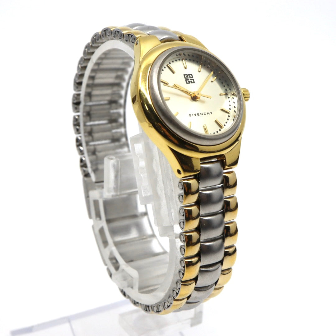 美品 ジバンシー GIVENCHY ライフ LIFE KM.07.XV レディース 腕時計 クォーツ アナログ コンビカラー ゴールド シルバー 4Gロゴ スイス製 ステンレス ラウンド ドレスウォッチ ビンテージ クラシック 上品 エレガント 稼働品 G8
