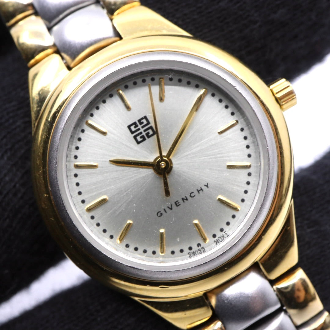美品 ジバンシー GIVENCHY ライフ LIFE KM.07.XV レディース 腕時計 クォーツ アナログ コンビカラー ゴールド シルバー 4Gロゴ スイス製 ステンレス ラウンド ドレスウォッチ ビンテージ クラシック 上品 エレガント 稼働品 G8