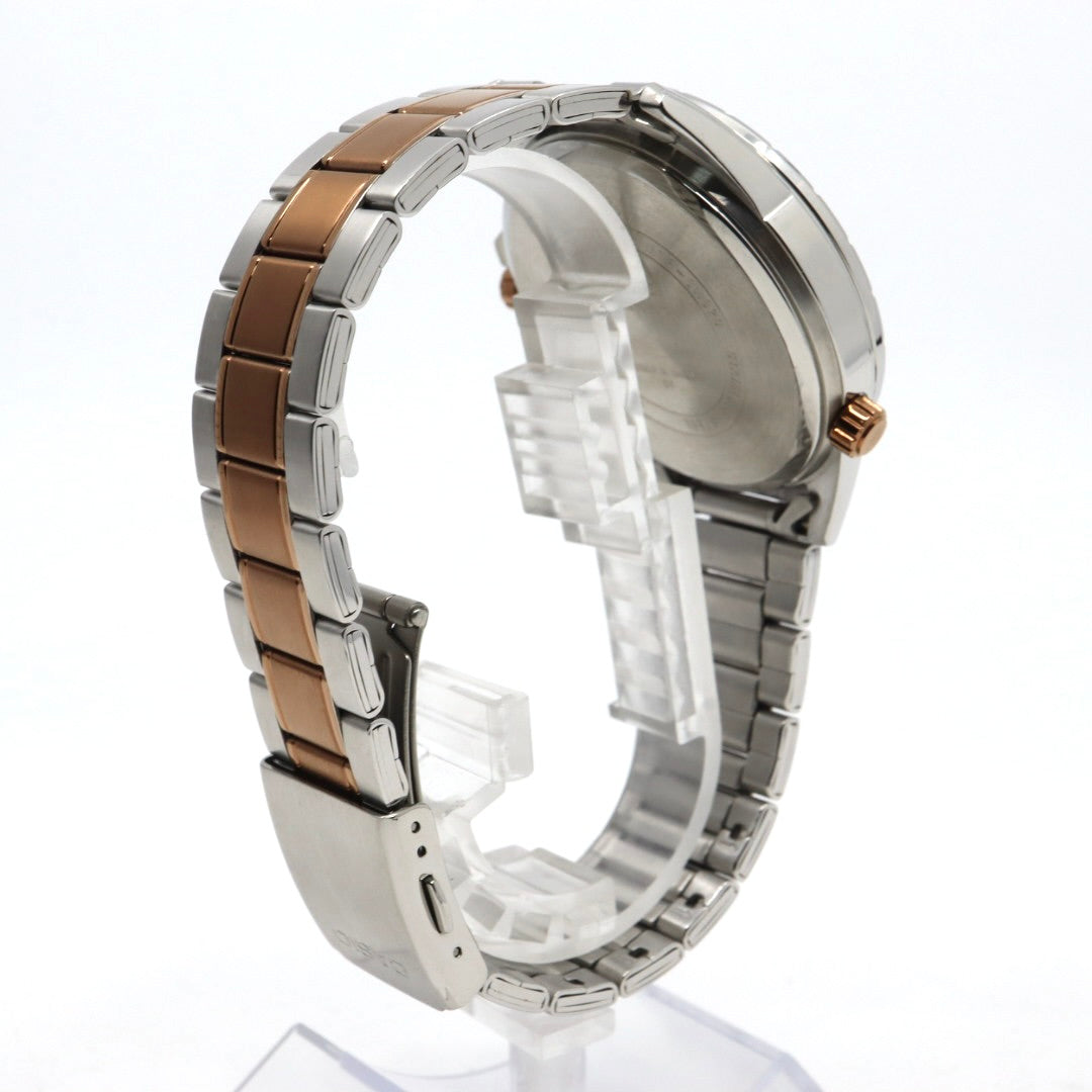 【未使用級／稼働品】カシオ CASIO スタンダード MTP-SW320 スイープセコンド メンズ クォーツ アナログ シルバー ピンクゴールド コンビ ネイビー文字盤 マルチファンクション デイデイト 24時間計 ビッグフェイス 海外モデル 逆輸入 G8