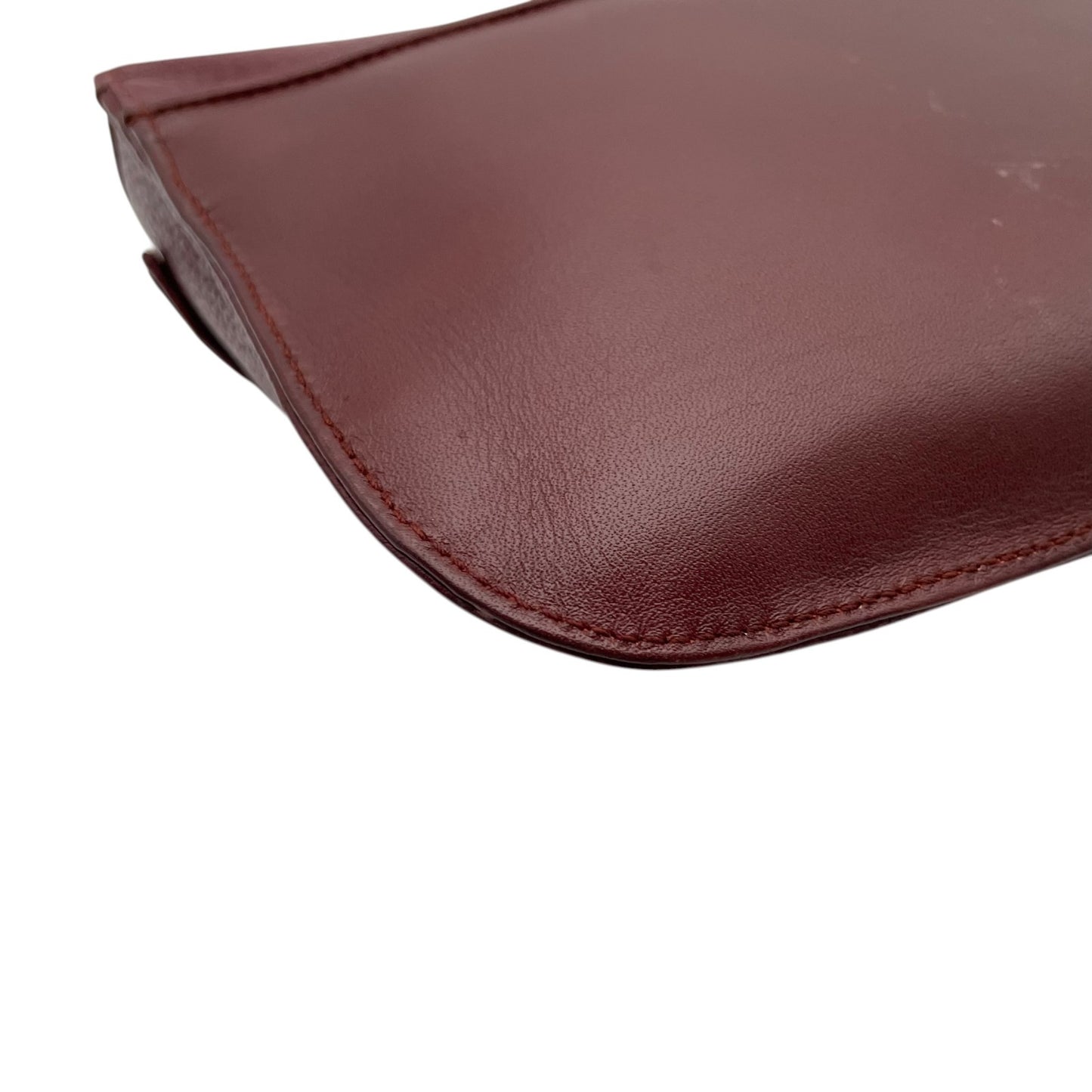 Cartier カルティエ Must de Cartier マストライン クラッチバッグ ボルドー レザー ゴールド金具 セカンドバッグ メンズ S93