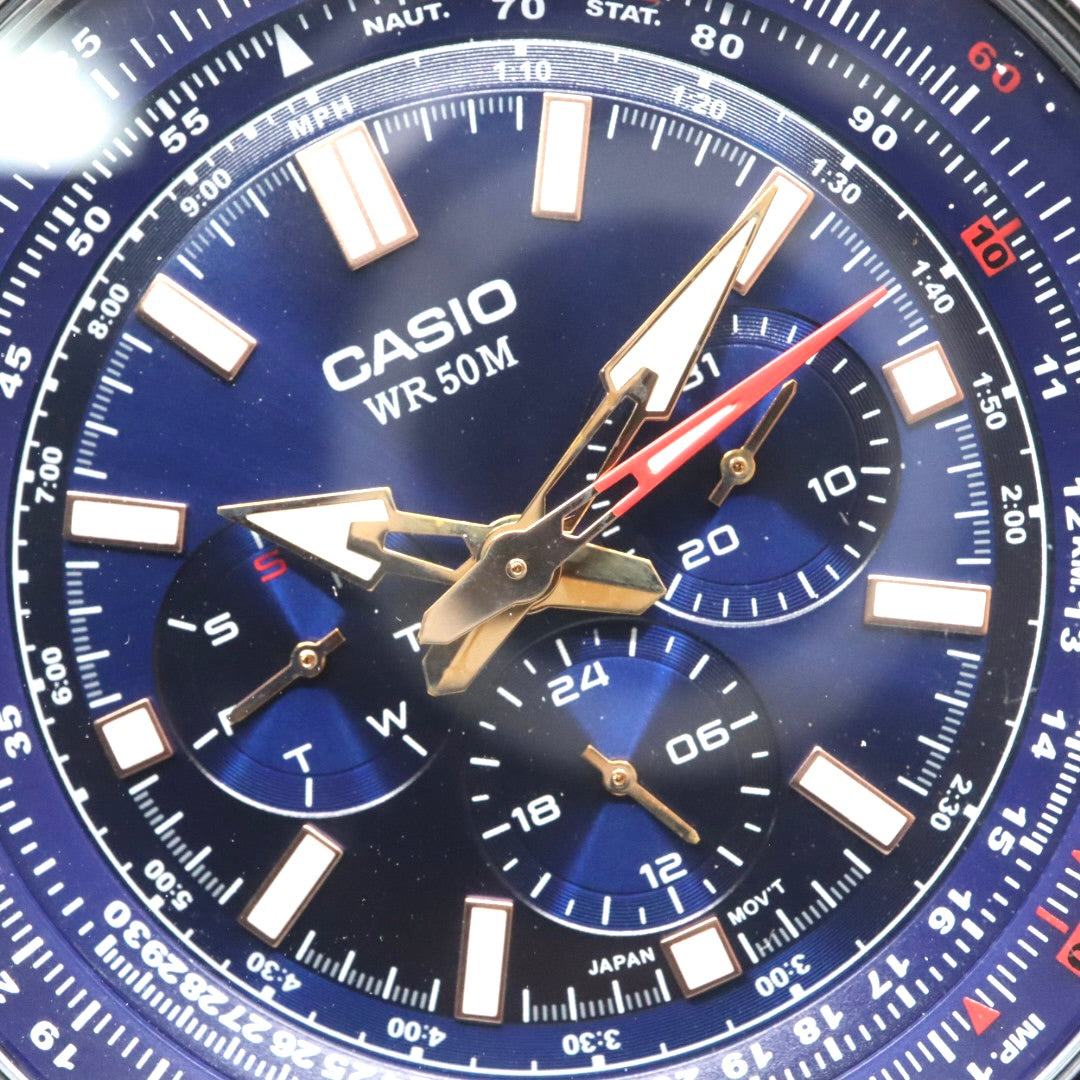 【未使用級／稼働品】カシオ CASIO スタンダード MTP-SW320 スイープセコンド メンズ クォーツ アナログ シルバー ピンクゴールド コンビ ネイビー文字盤 マルチファンクション デイデイト 24時間計 ビッグフェイス 海外モデル 逆輸入 G8