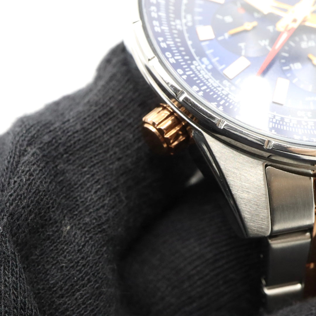 【未使用級／稼働品】カシオ CASIO スタンダード MTP-SW320 スイープセコンド メンズ クォーツ アナログ シルバー ピンクゴールド コンビ ネイビー文字盤 マルチファンクション デイデイト 24時間計 ビッグフェイス 海外モデル 逆輸入 G8