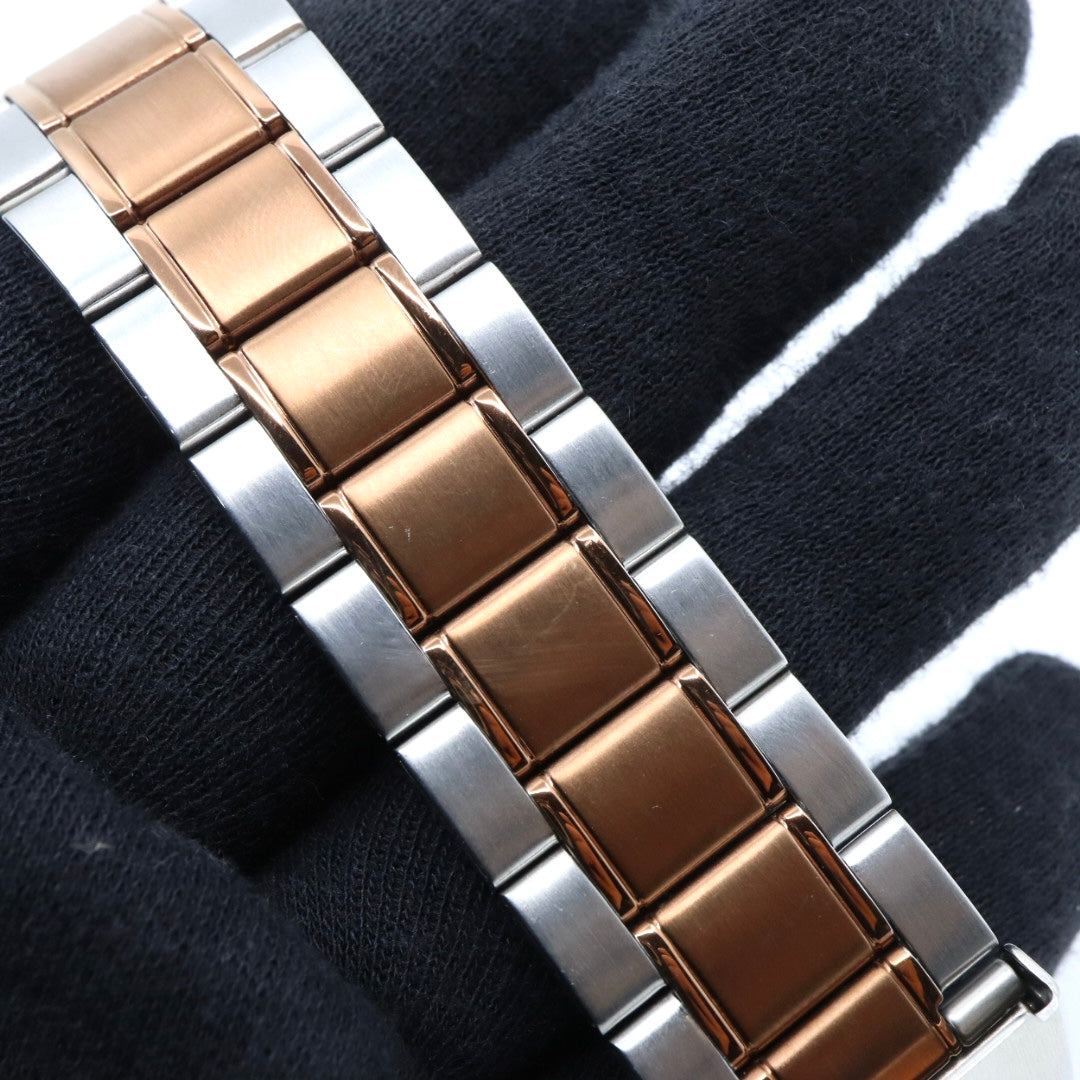 【未使用級／稼働品】カシオ CASIO スタンダード MTP-SW320 スイープセコンド メンズ クォーツ アナログ シルバー ピンクゴールド コンビ ネイビー文字盤 マルチファンクション デイデイト 24時間計 ビッグフェイス 海外モデル 逆輸入 G8