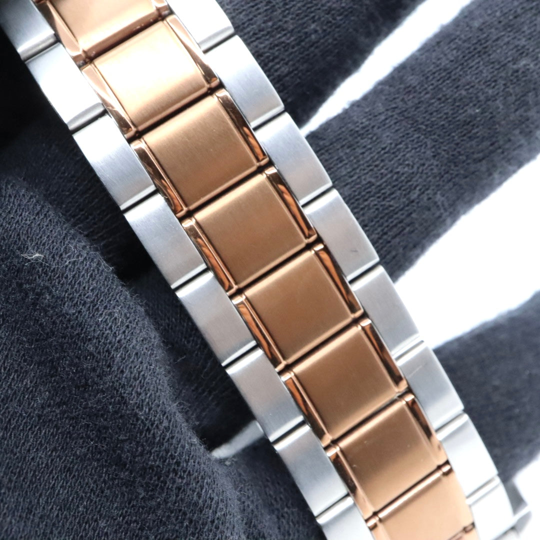 【未使用級／稼働品】カシオ CASIO スタンダード MTP-SW320 スイープセコンド メンズ クォーツ アナログ シルバー ピンクゴールド コンビ ネイビー文字盤 マルチファンクション デイデイト 24時間計 ビッグフェイス 海外モデル 逆輸入 G8