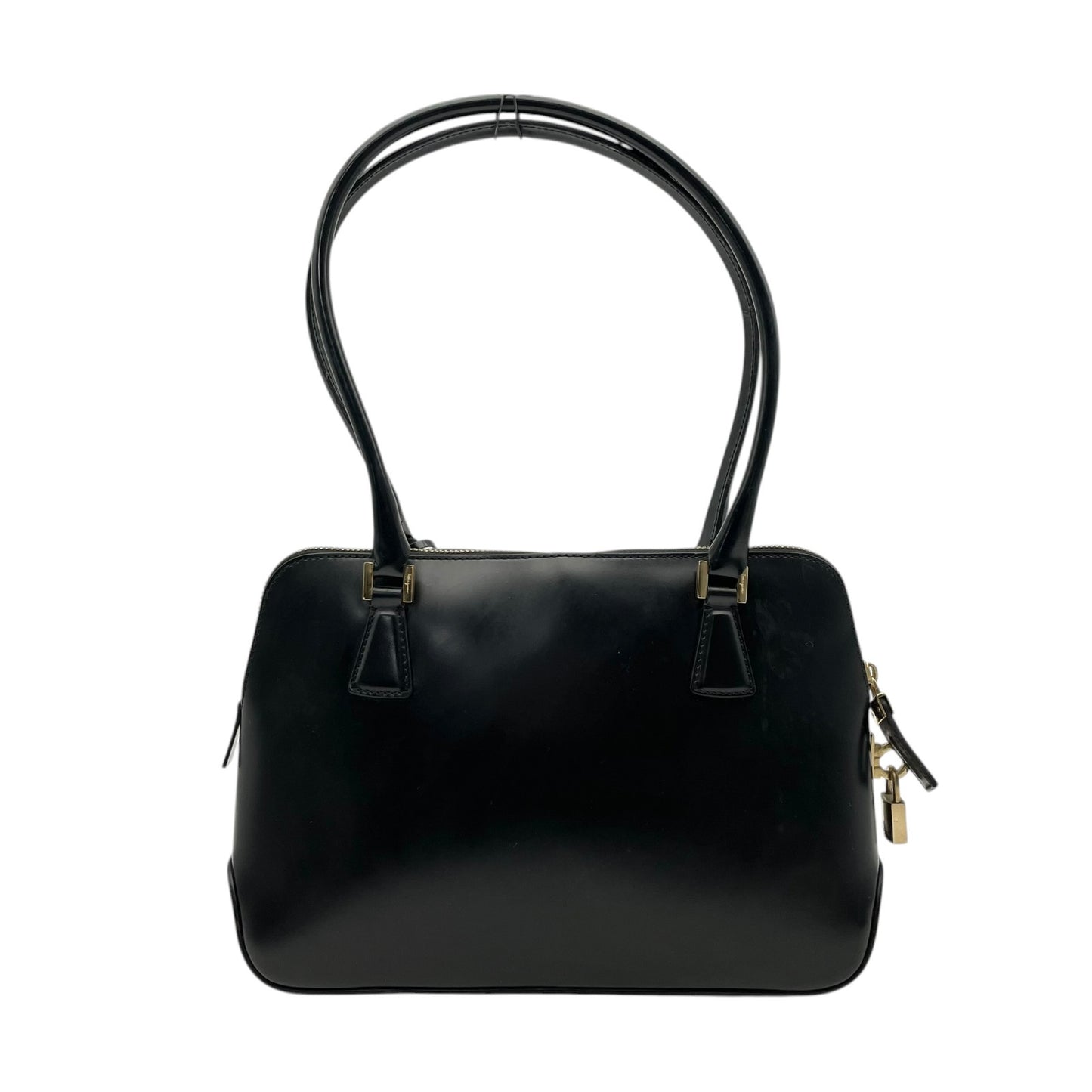Salvatore Ferragamo フェラガモ ガンチーニ ハンドバッグ レザー ブラック ゴールド金具 パドロック フォーマル レディース B4
