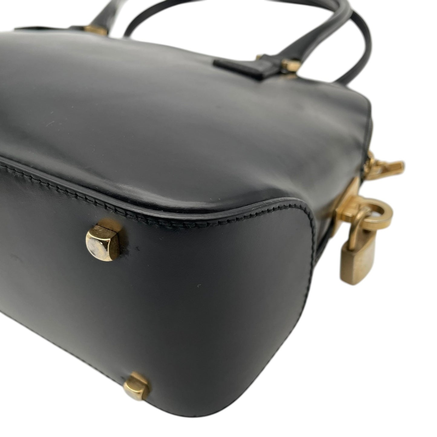 Salvatore Ferragamo フェラガモ ガンチーニ ハンドバッグ レザー ブラック ゴールド金具 パドロック フォーマル レディース B4