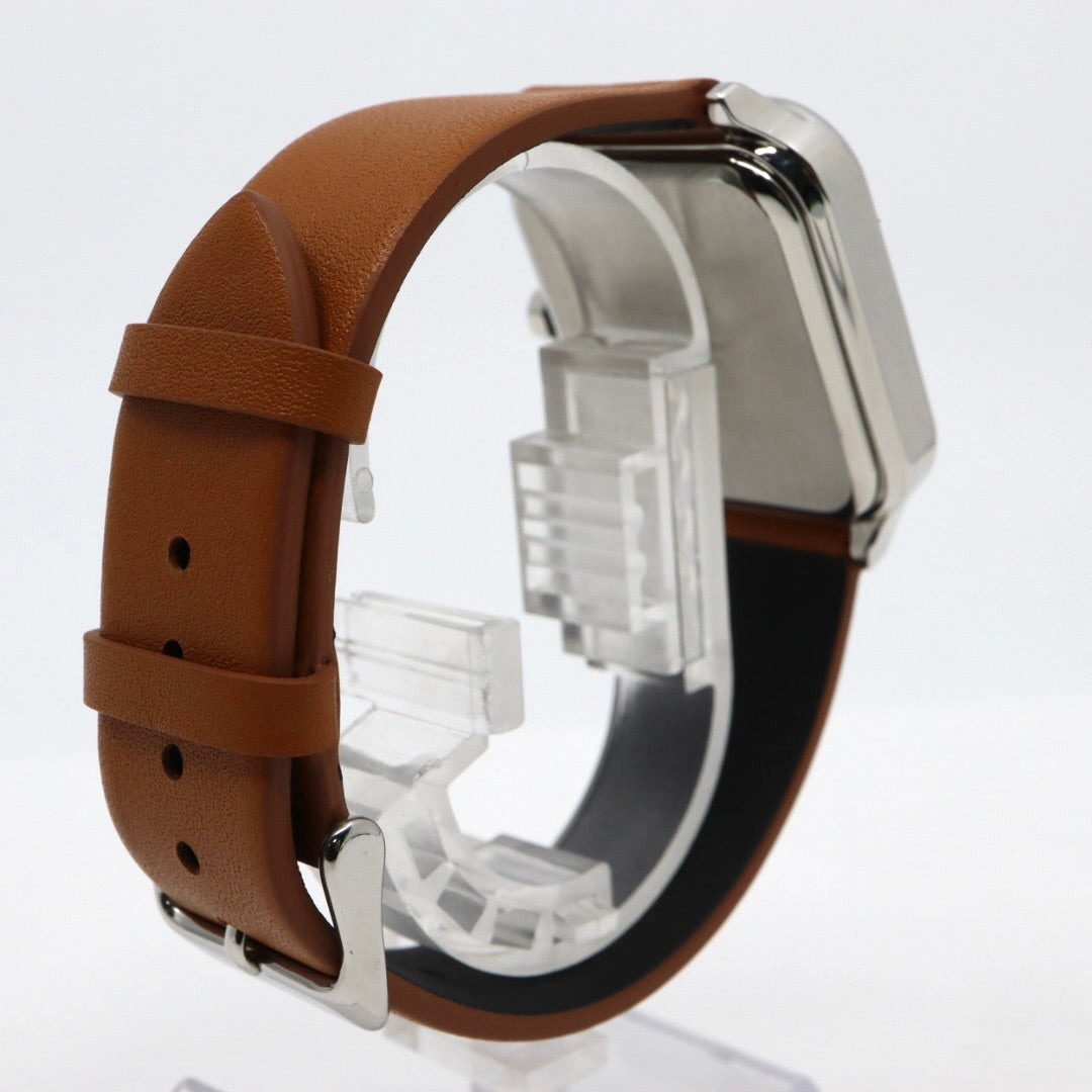 【未使用級／稼働品】カシオ CASIO スタンダード MTP-M305 ムーンフェイズ 腕時計 メンズ ユニセックス クォーツ アナログ スクエア 角型 シルバー ブラック文字盤 ブラウンレザー 海外モデル 逆輸入 クラシック レトロ 希少 レア G8