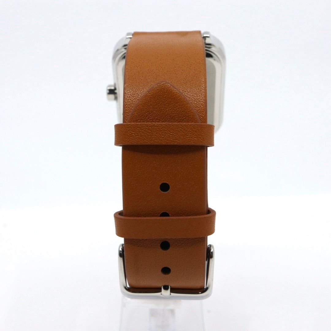 【未使用級／稼働品】カシオ CASIO スタンダード MTP-M305 ムーンフェイズ 腕時計 メンズ ユニセックス クォーツ アナログ スクエア 角型 シルバー ブラック文字盤 ブラウンレザー 海外モデル 逆輸入 クラシック レトロ 希少 レア G8