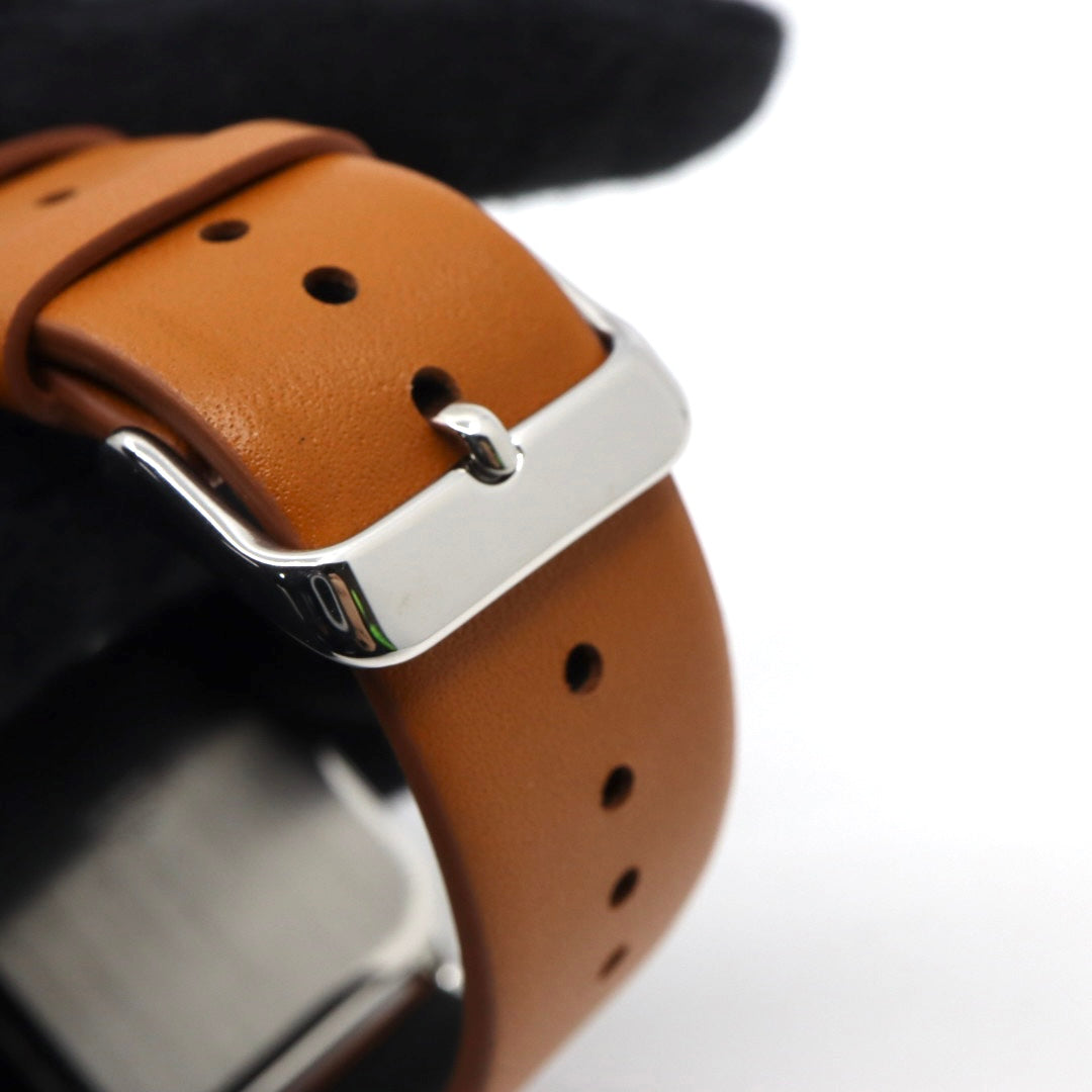 【未使用級／稼働品】カシオ CASIO スタンダード MTP-M305 ムーンフェイズ 腕時計 メンズ ユニセックス クォーツ アナログ スクエア 角型 シルバー ブラック文字盤 ブラウンレザー 海外モデル 逆輸入 クラシック レトロ 希少 レア G8