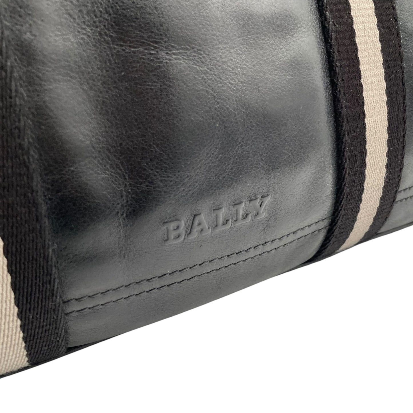 【良品】 バリー BALLY トートバッグ ビジネスバッグ ブリーフケース レザー 本革 ブラック 黒 トレインスポッティング ストライプ A4収納可 大容量 鍵 クロシェット 鍵付き メンズ 通勤 出張 定番 人気 鞄 かばん カバン U15