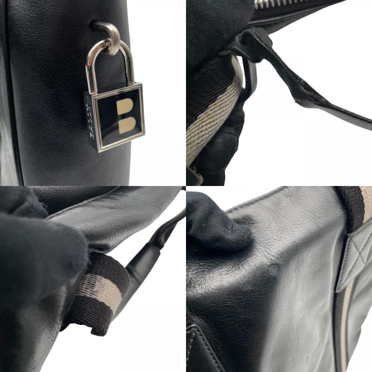 【良品】 バリー BALLY トートバッグ ビジネスバッグ ブリーフケース レザー 本革 ブラック 黒 トレインスポッティング ストライプ A4収納可 大容量 鍵 クロシェット 鍵付き メンズ 通勤 出張 定番 人気 鞄 かばん カバン U15